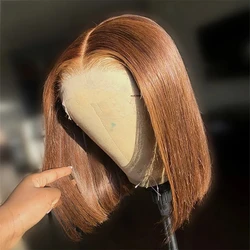 GD Lace Front #4 Color Straight Bob Human Hair Wigs,Middle Part 8-16 inch Brown Bob Wigs,Wholesale Lace Front #4 Brown Bob Wigs