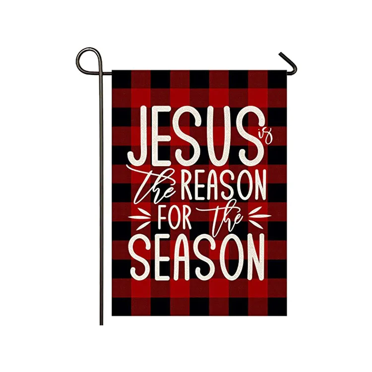 Custom Jesus is The Reason Burlap Garden Flag Double Sided Christmas Religion Garden Outdoor Yard Flags for Christmas