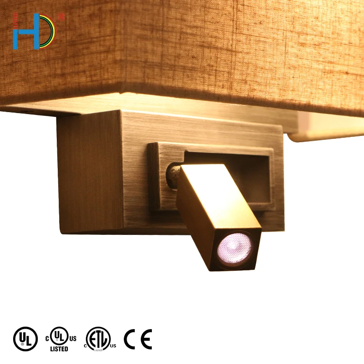 UL listed Hampton OEM factory bedside bed board Edison wall mounted sconce lamp with stick reading light