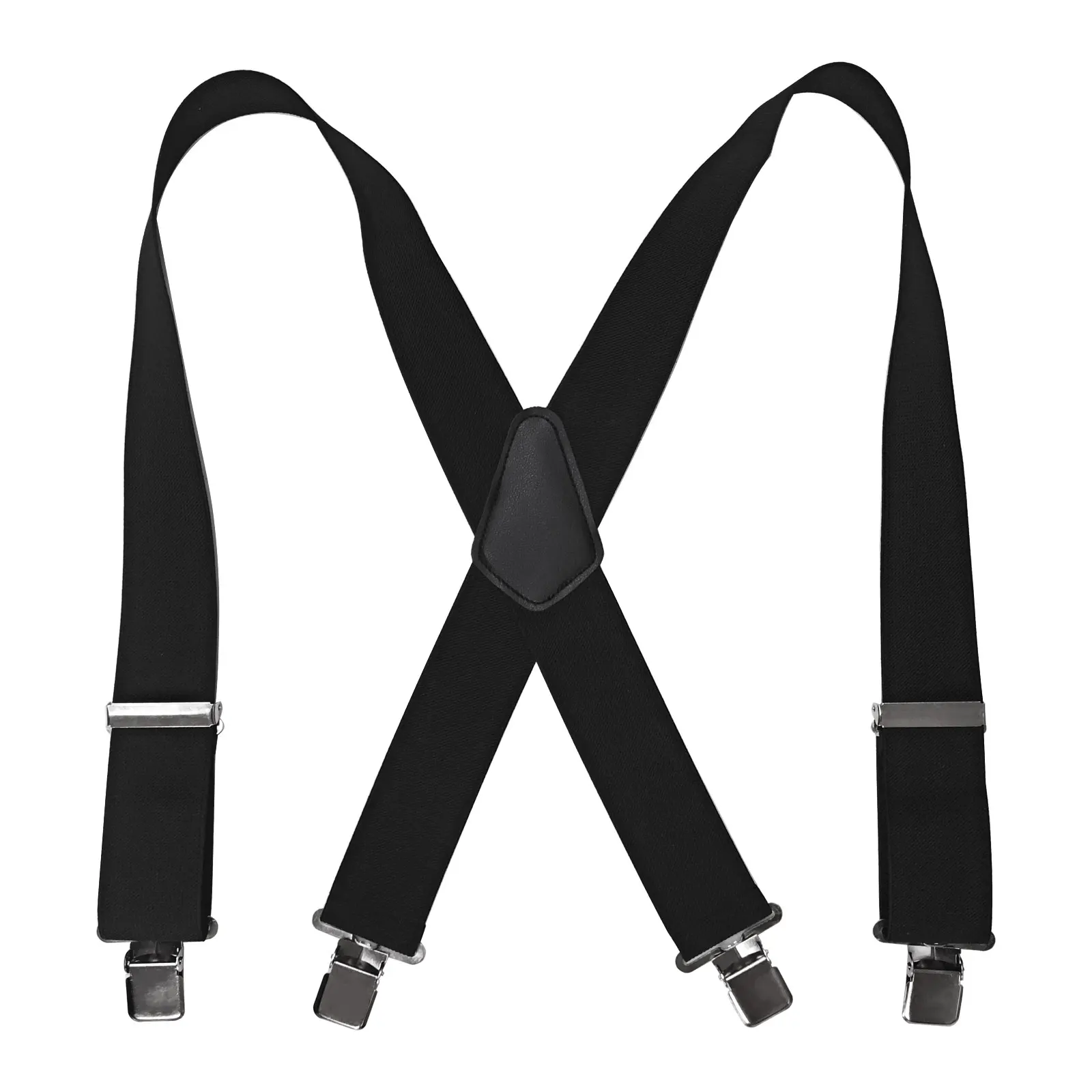 5CM/2in Adjustable  X-back Shape Solid Color Suspender With 4 Strong Clips For Heavy Duty Work Adjustable Suspenders For Men