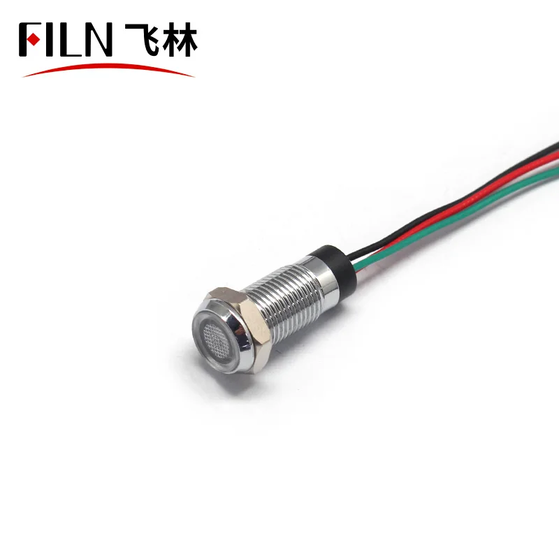  FILN 8mm 12mm 14mm flat head metal indicator light 12V 24V 110v 220v AC/DC high quality motorcycle tail