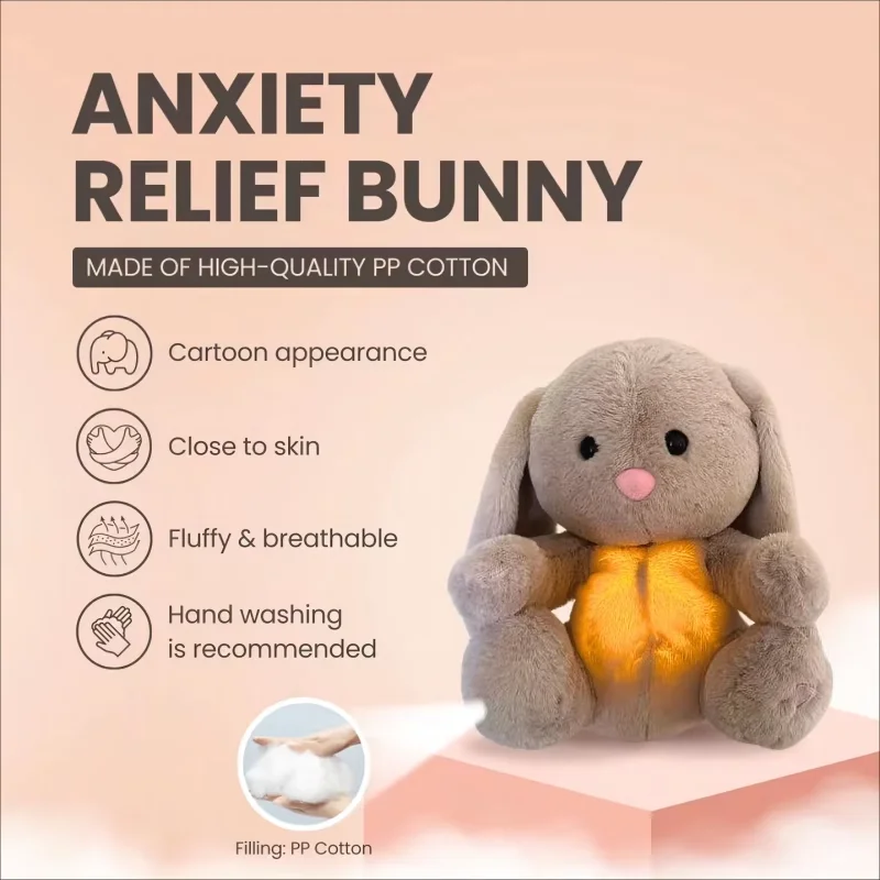 2024 New Breathing Rabbit Snoring Rabbit Plush Toy Baby Music Early Education Soothing Sleeping Doll