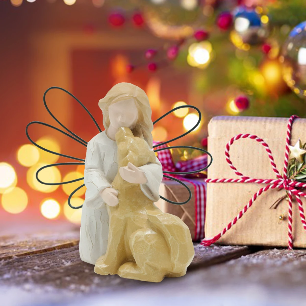 Wholesale  Wing Angel with dog statue Angel figure for gift resin gifts for home gift home figure products  statue angel figure