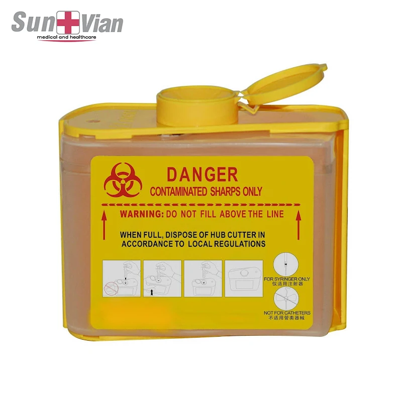 Disposal Plastic Sharp Container 0.3L Medical Safety Box With Needle Hub Cutter