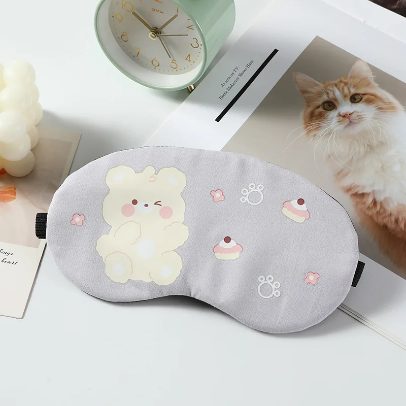 Cute bear print animal design polyester sleep mask promotional sale polyester cheap eye mask for sleeping