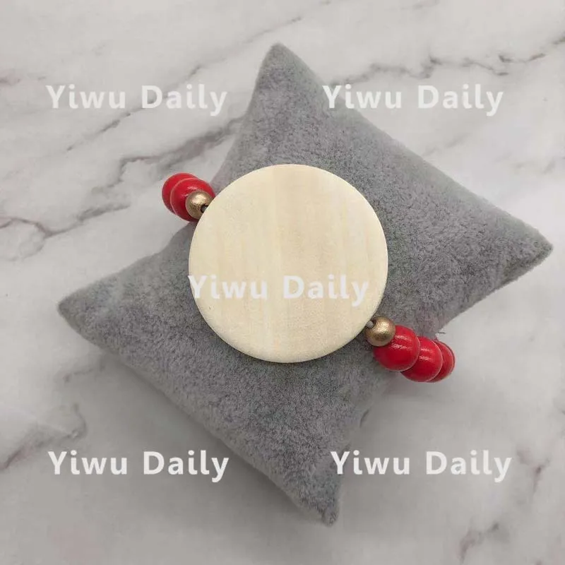 Monogram Wood Disc Wooden Beads Pearl Beaded