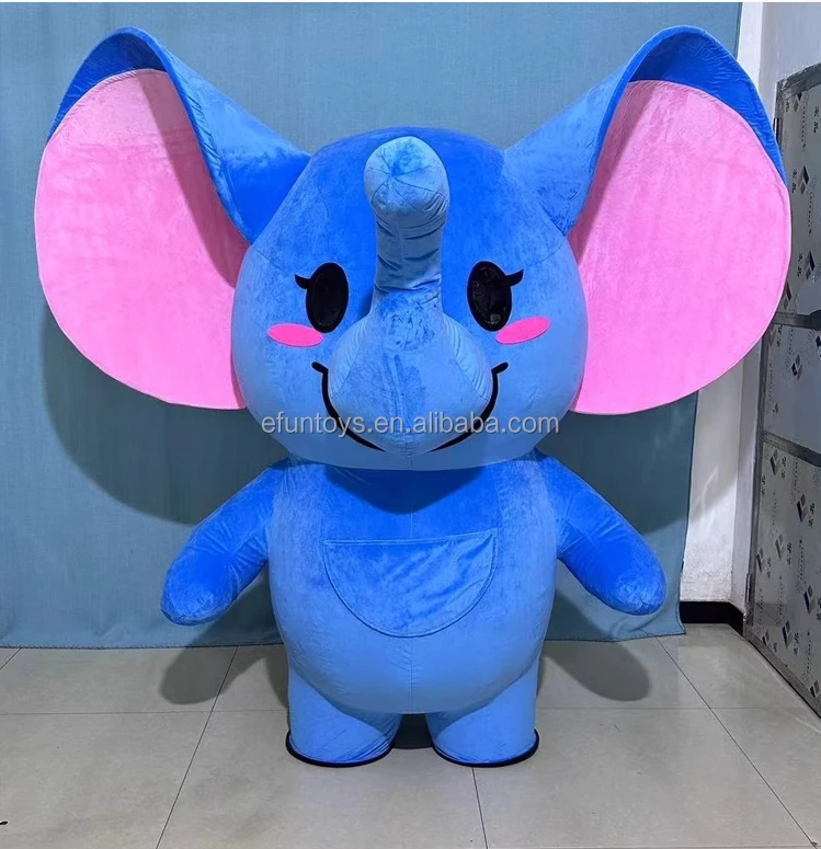 Efun 2m 2.6m Baby Elephant Inflatable Plush Cartoon Clothing Cute Walking Inflatable Elephant Mascot Costume for Sale