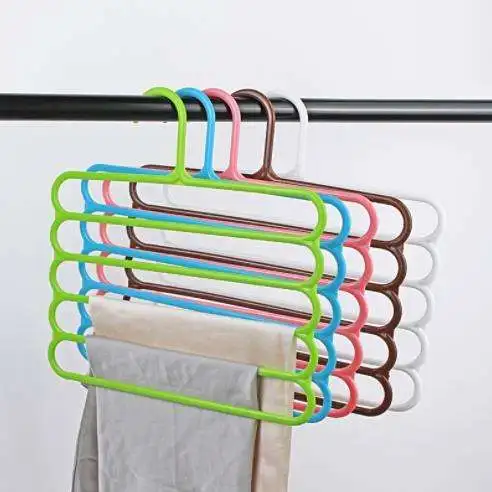 trouser rack household trouser clip wardrobe hanger hanging towel scarf storage multifunctional magic skirt drying multi-layer