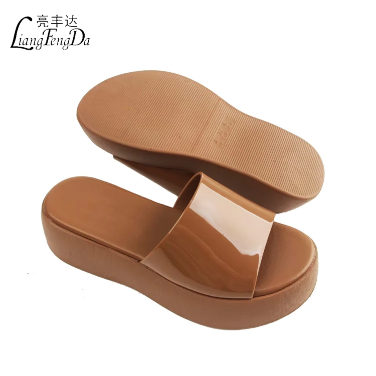 Summer New Design Platform Slippers for Women Fashion Trend Increase Jelly Sandals Fancy Little Girls PU Opp Bag Female Flat-221