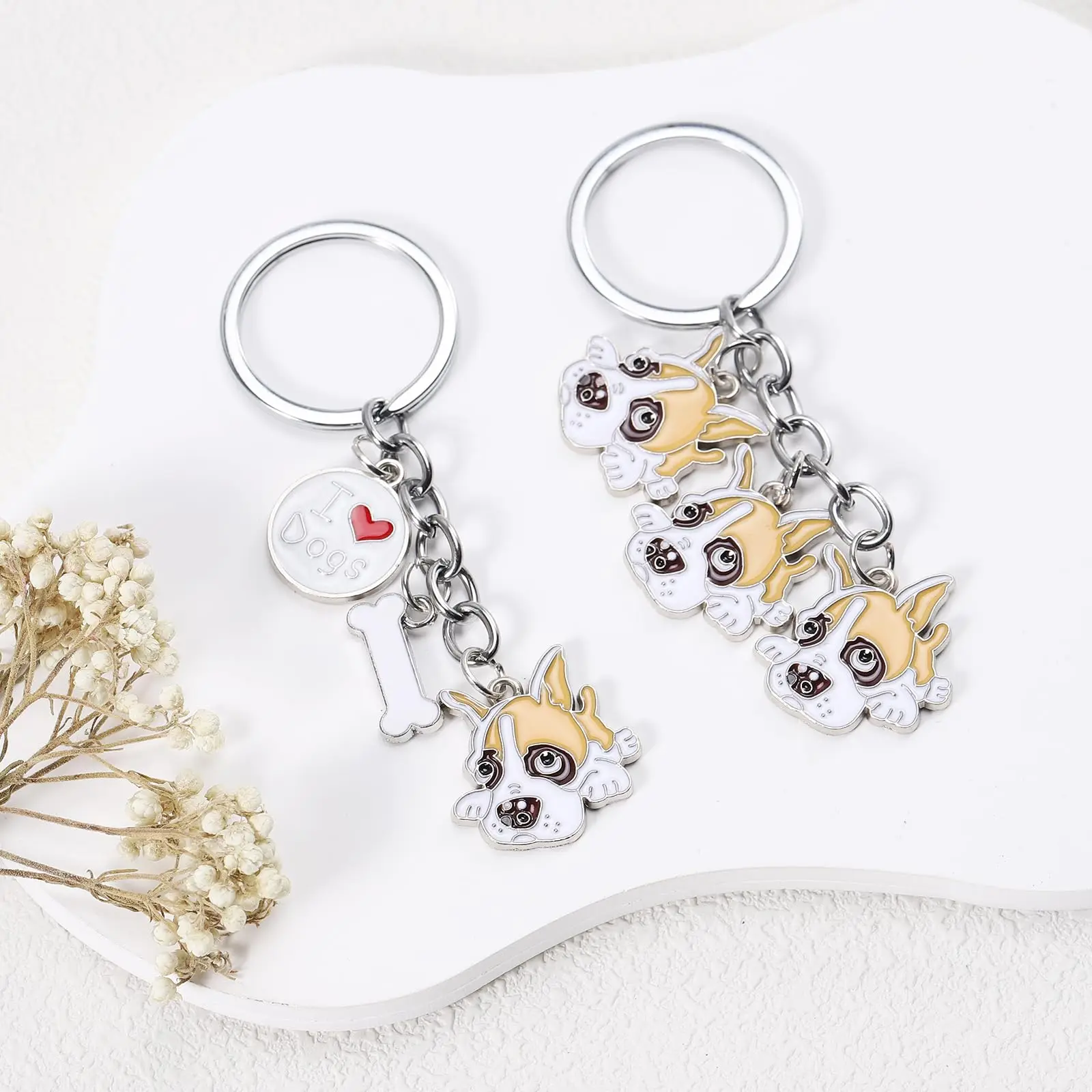 High quality Animal Key Chain custom 3D dog shaped soft enamel metal keychains