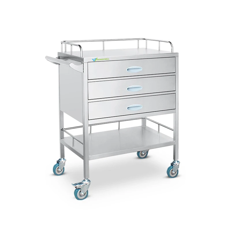 Hospital Furniture Clinic Equipment Stainless Steel Instrument Trolley