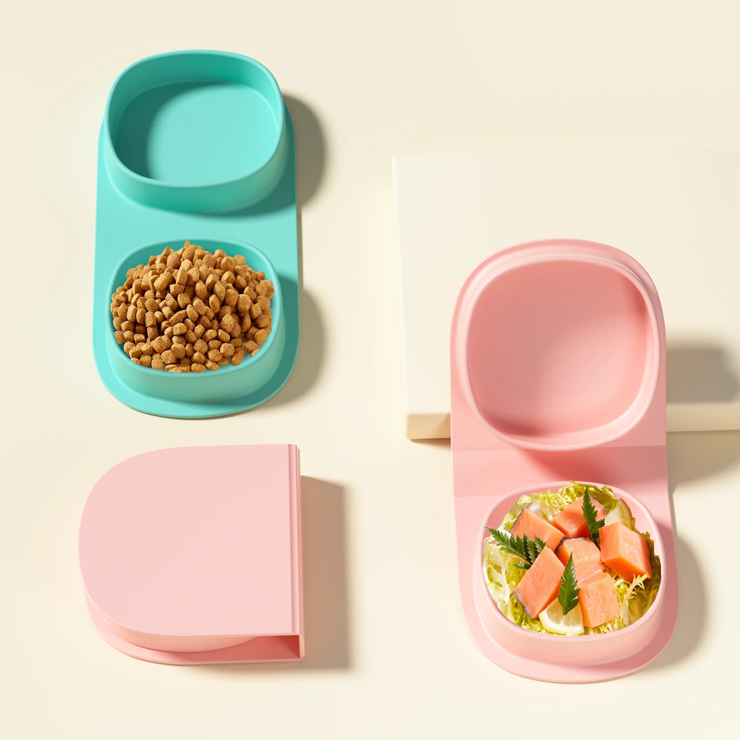 2024 Portable Dog Water and Food Feeder Outdoor Travel Feeding Bowl Plate Feeder Utensils Pet Accessories Supplies Box for Dogs