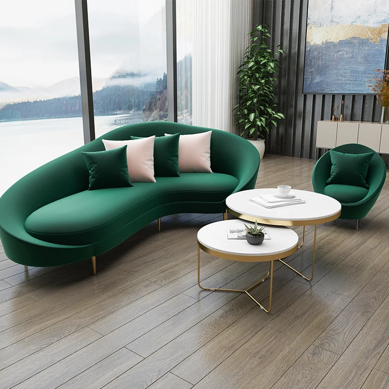 Nordic style sofa simple modern curved beauty salon leisure club reception small sofa