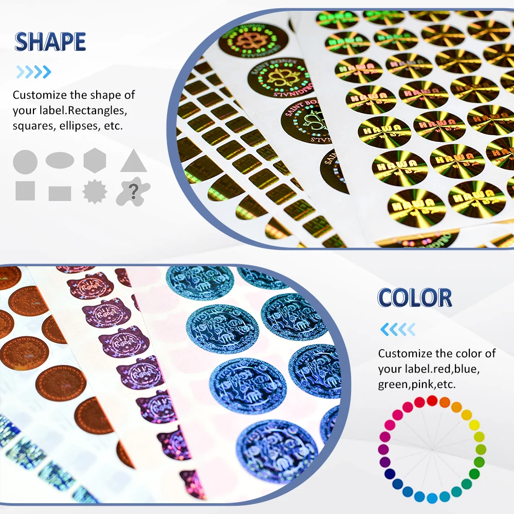 Light Customization Generic Hologram Sticker Digital Printing LOGO Unique Sequential Serial Numbering For Product Tamper Proof
