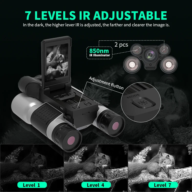 Rechargeable 8X Zoom Night Vision Binocular Camera 1080p Dual Tube Daytime Telescope 300M