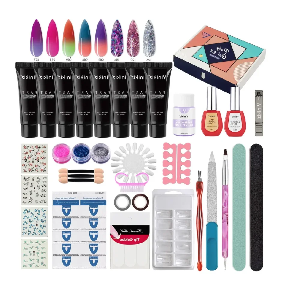 Private Label Acryicl Gel Nail Extension Set Exquisite Gift Box Dropshipping Poly Nail Gel Kit