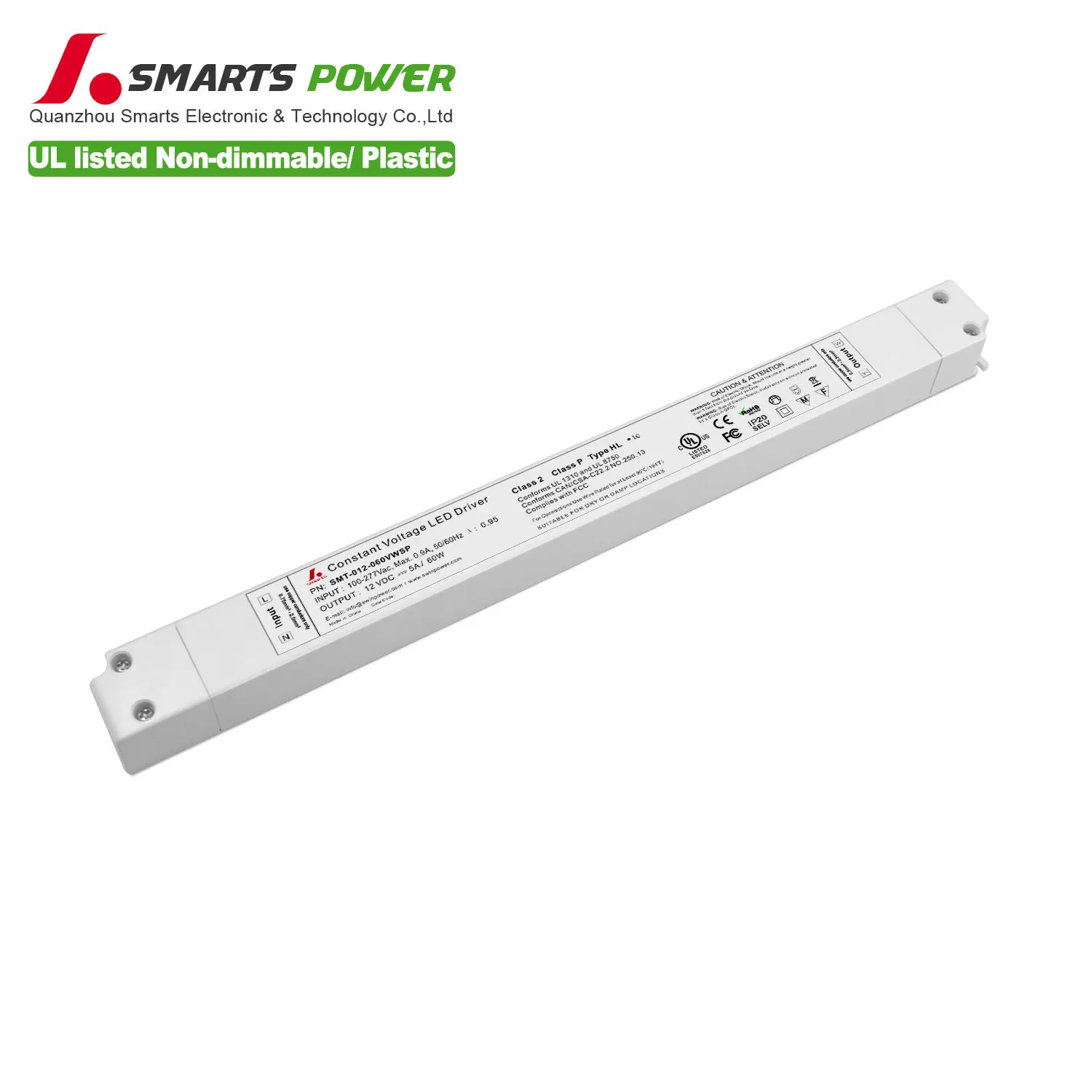 UL approval 12v slim non-dimmable constant voltage led switching power supply