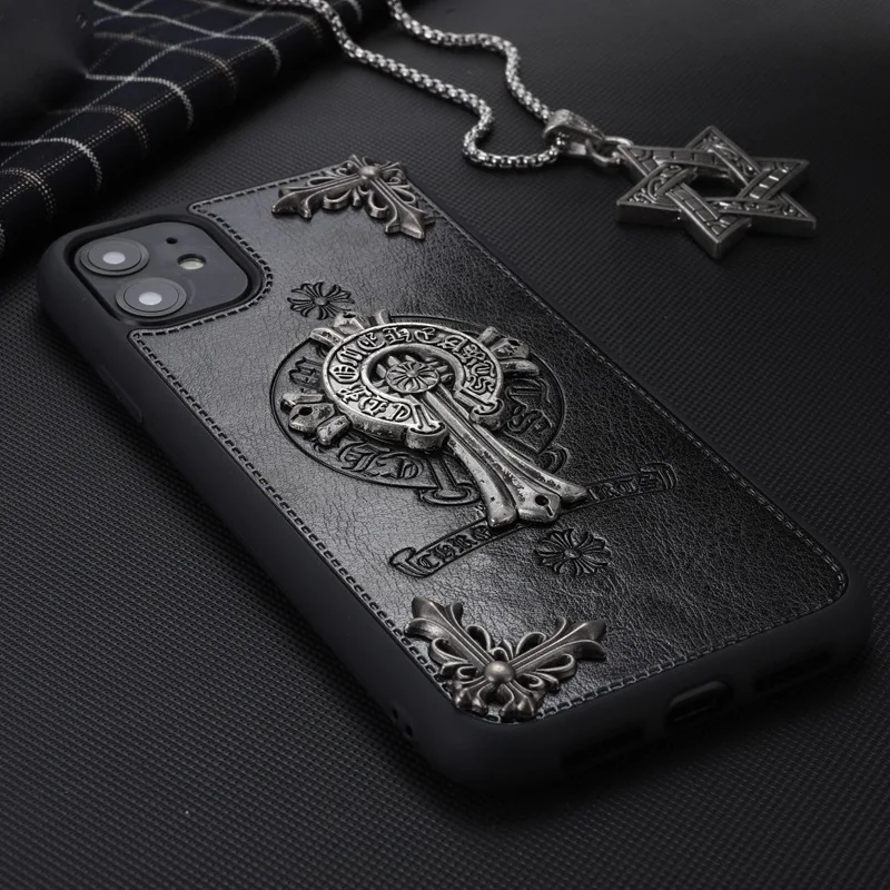 Fashion brand cross soft leather phone case for iphone 11 12 13 14 15 plus/pro/pro max