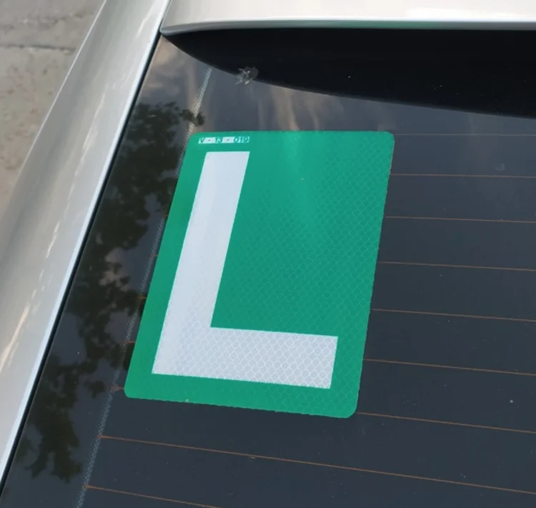 Reflective Spain Approved Model V13 Mandatory Sign Green L Shape Reflective Plate Adhesive Decal Sticker For New Driver