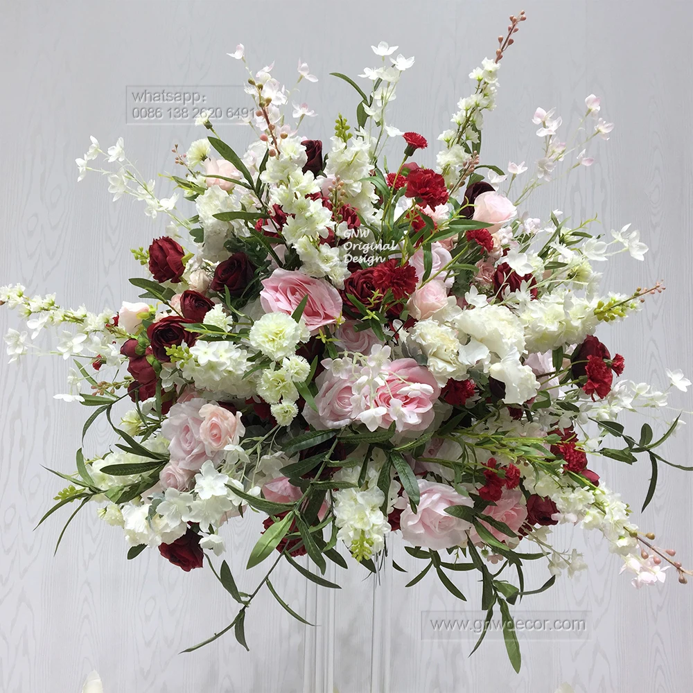 GNW Wholesale Newly Very 3D Table Wedding Arrangement Decoration Ball Flowers Branches Artificial Flower Centerpieces