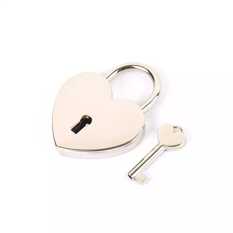 45*59mm Gold Silver Color Love Heart Shaped Padlock Key Lock for