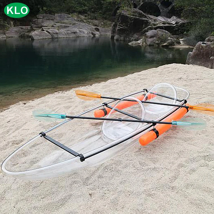 Manufacturers ocean custom 2 Persons see through transparent canoe plastic travel sit inside clear kayak for sale