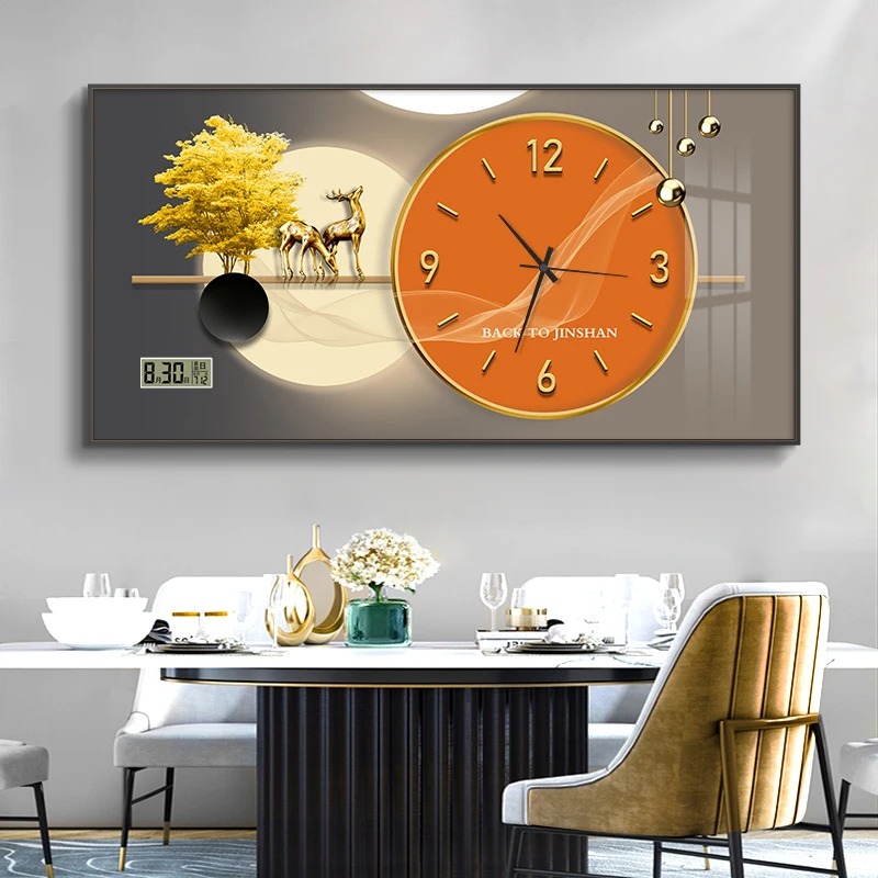 5N Electric Meter Box 2024 New Perpetual Calendar Clock Living Room Switch Hanging Decorative Animal Paintings Sense Block