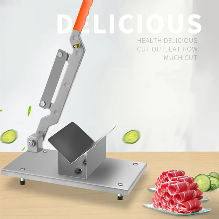 Portable fresh frozen meat slicer machine small stainless steel bacon slicer with antislip handle