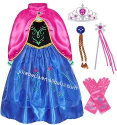 Best Selling Halloween Cosplay Girl Fancy Dress With Accessories Elsa Anna Rapunzel Belle Mermaid Princess TV &Movie Costumes
