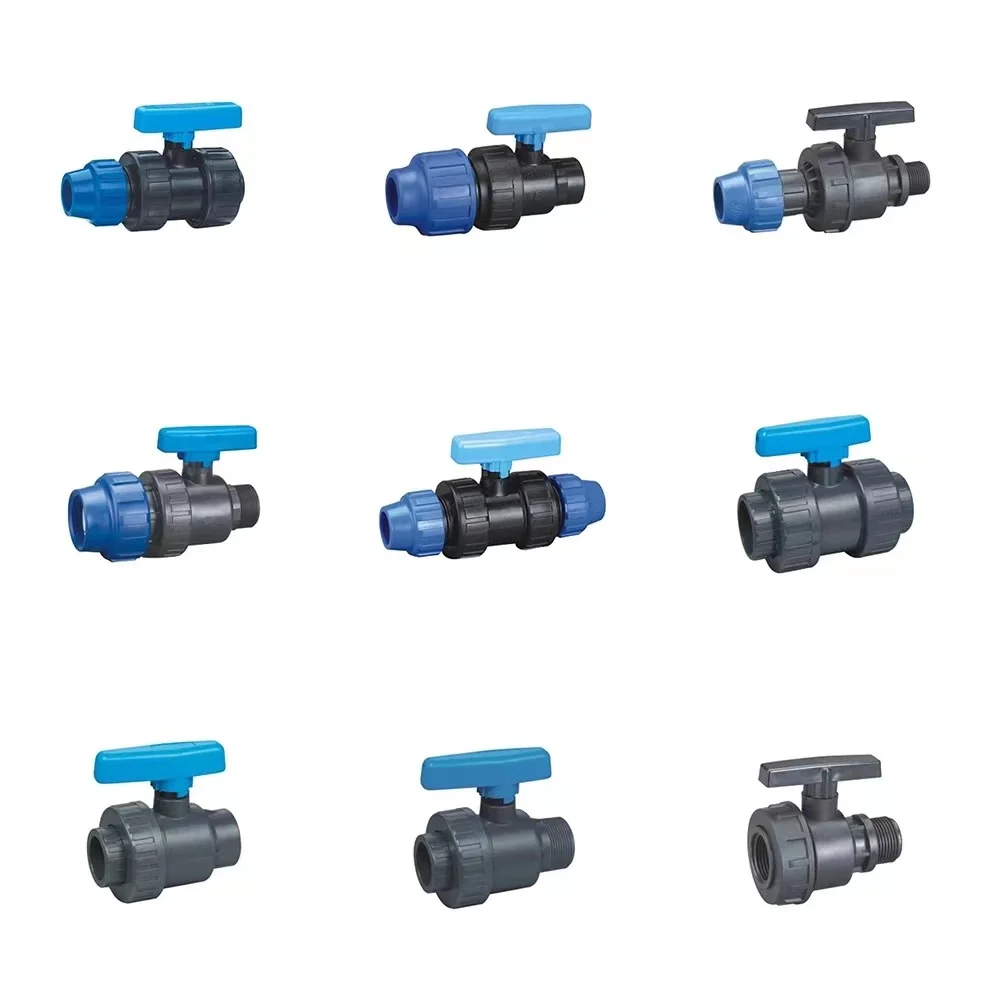 Female Union Ball Valve PP Plastic Fittings HDPE Pipe PP Drip Irrigation Valve Plumbing Materials