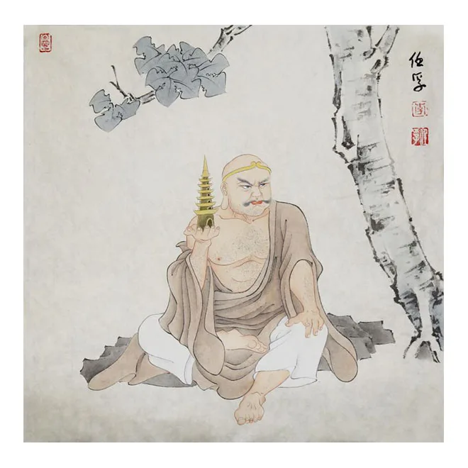 Arhat Scroll Vintage Ink Figure Buddha Traditional Chinese Painting Original Decorative Painting