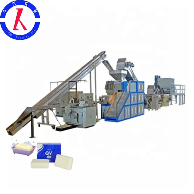 Wuxi zhongtian 500kg/h full-automatic toilet soap and laundry  bar soap making machine finishing production line