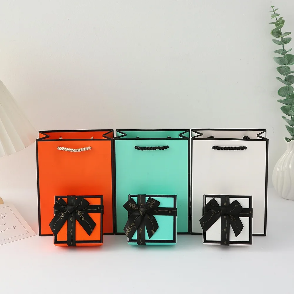 Hot Sale Wholesale Luxury Custom logo Paper Packaging Gift Jewelry Box with Bow and Bag