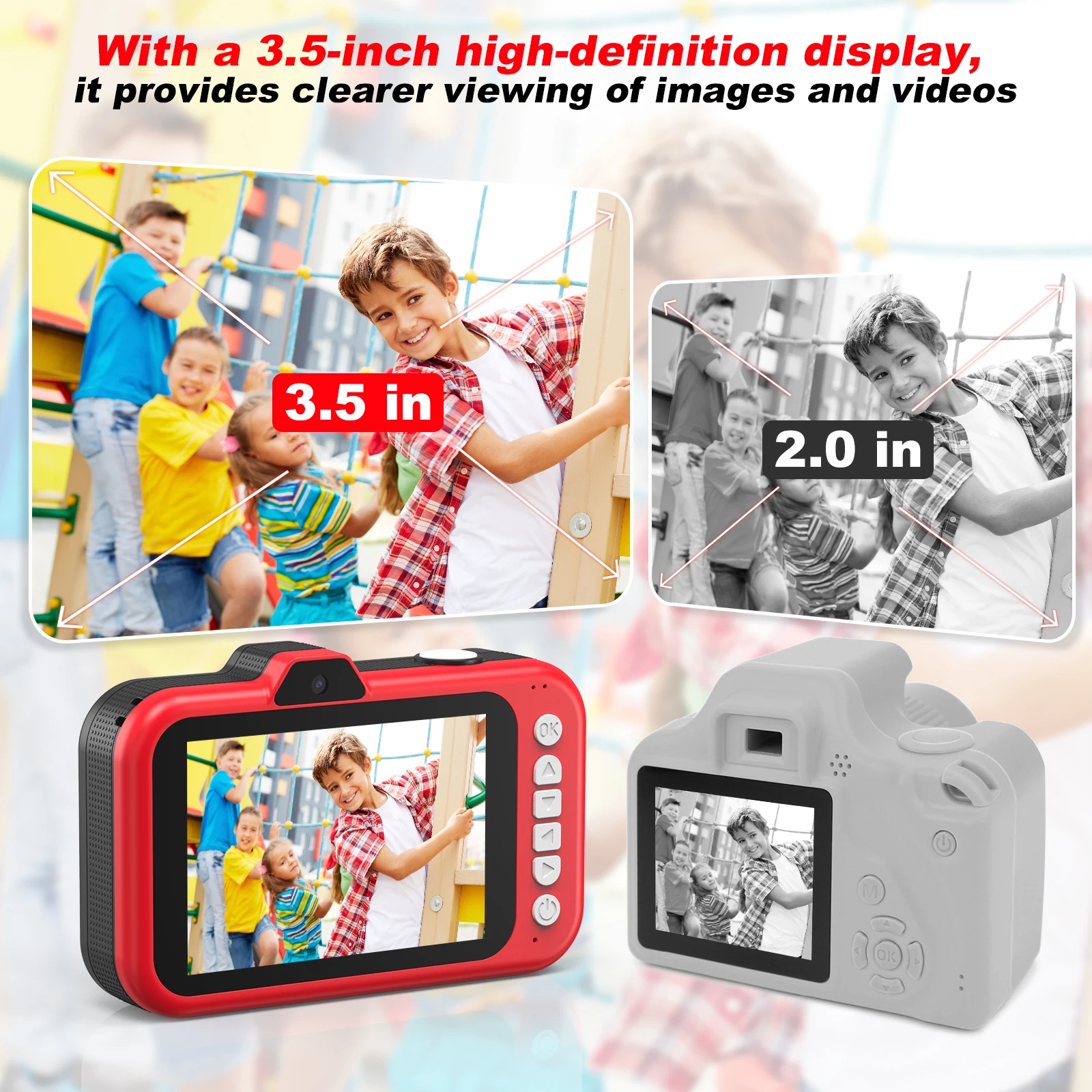 10X Zoom 1080P 48MP Mini Digital Video Camera Toy for Kids 3.5 Inch Big Screen Fun Gift for Boys & Girls Aged 5 to 7 Years