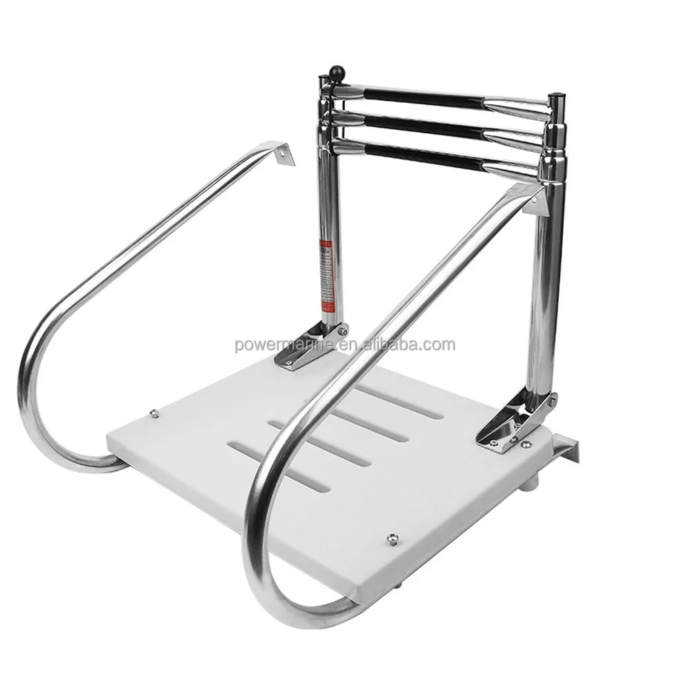 High Quality AISI316/304 Stainless Steel Folding Anti Slip 2 Steps Marine Hardware Telescoping Platform Ladder For Boat
