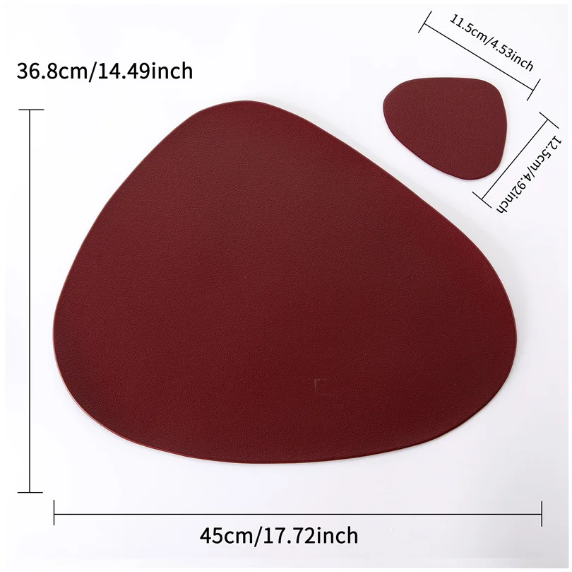 Waterproof PU Placemat Table Mat Leather Tableware Kitchen Washable Wine Cup Coaster