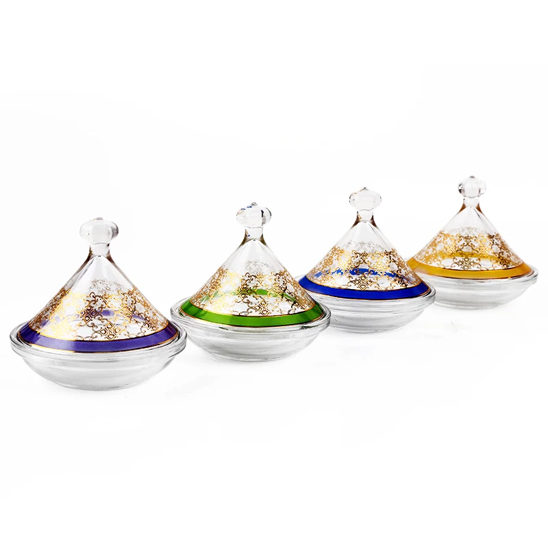 High quality colorful candy glass jar two sizes set with glass lid set