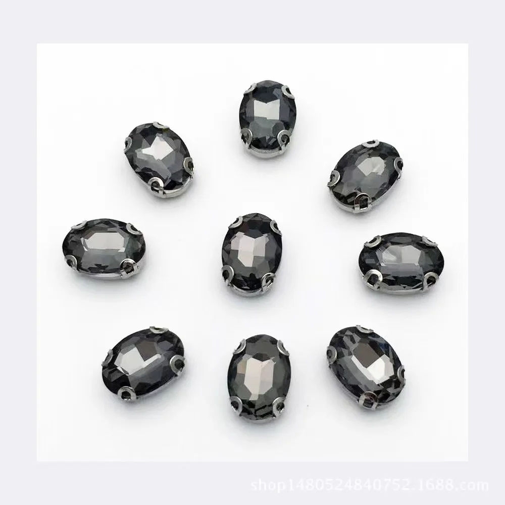 D style nail Oval Customized Shape Hand Sewing Claw Drill Egg Shaped White Rhinestone