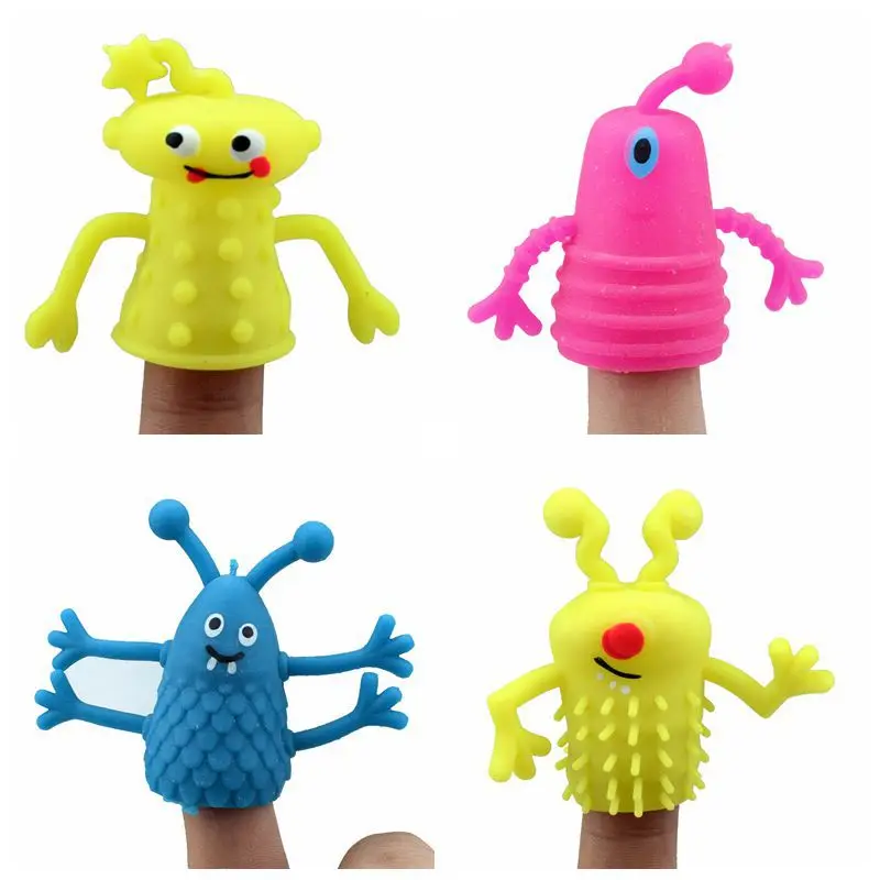 Monster Mini Soft TPR Toys Colorful Silicone Plastic Finger Puppet Set For Kids