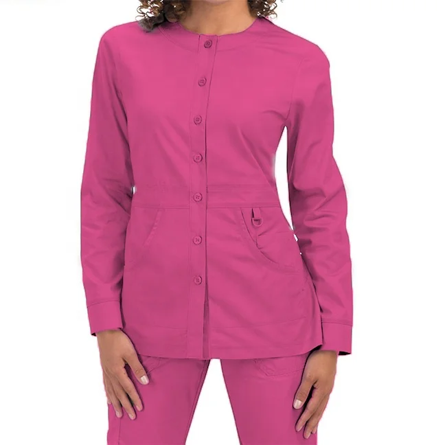 luxury fashion cheap scrubs uniform spandex long sleeve scrub top medical nurse jacket medical scrubs