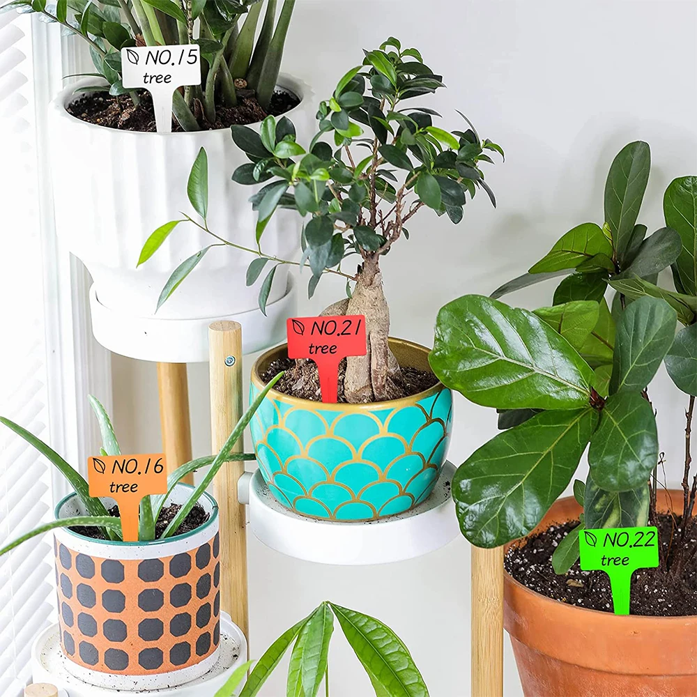 100 Pcs Colors 2X10CM Plastic Waterproof Garden Plant Tags Nursery Garden Labels Markers Plant Stakes