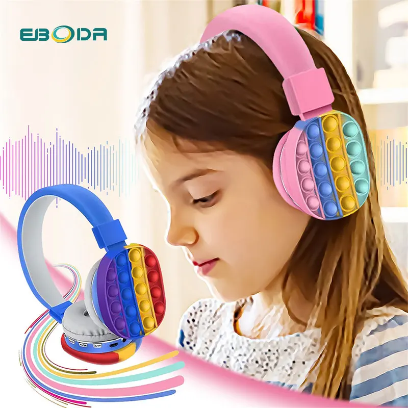 New Rainbow Wearable Cute Wireless Headphones Stereo Gift Music Pops BT Headset Fidget Wireless Headphones