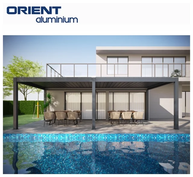 New Louvered Pergola Factory Aluminium Outdoor Louvre Pergola Bioclimatic Louvered Aluminum Pergola Factory Supplier