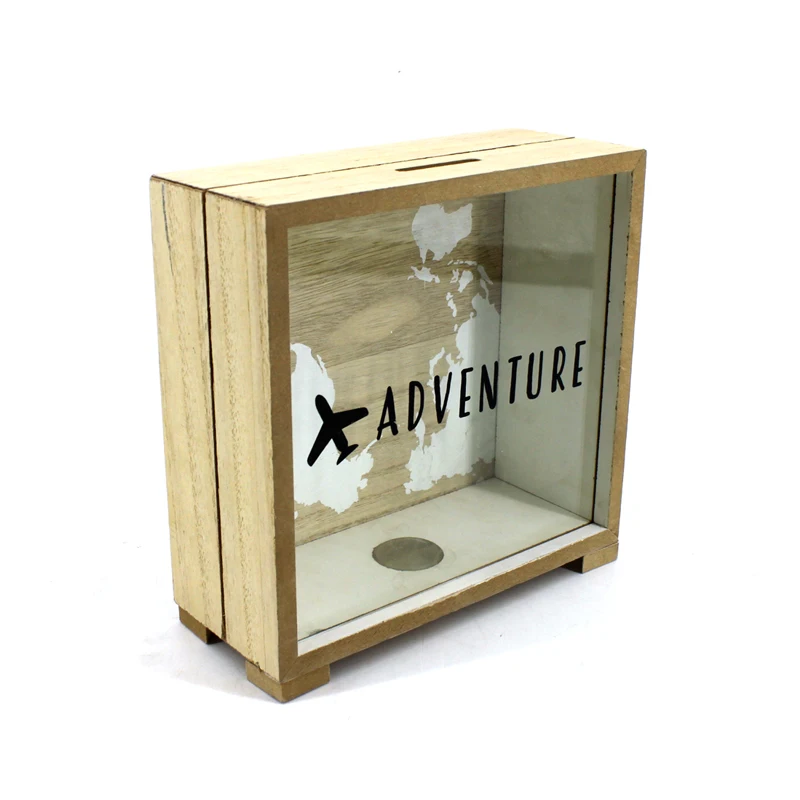 Customizable Wooden kids london wedding  Money Boxes Safe Atm Piggy Banks for Glass Panel