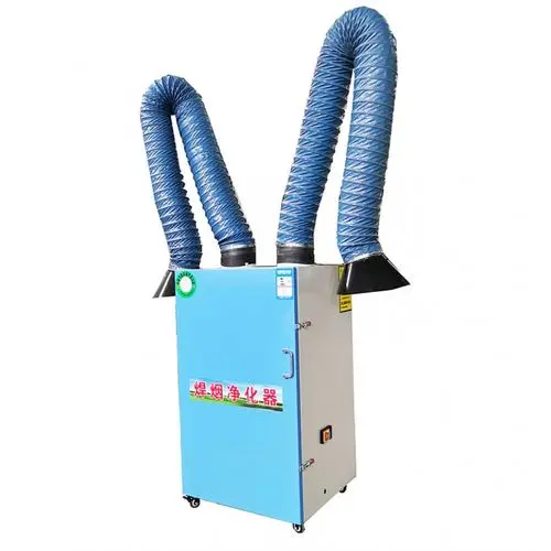Industrial welding smoking system with self-cleaning double suction arms Dust collector smoker