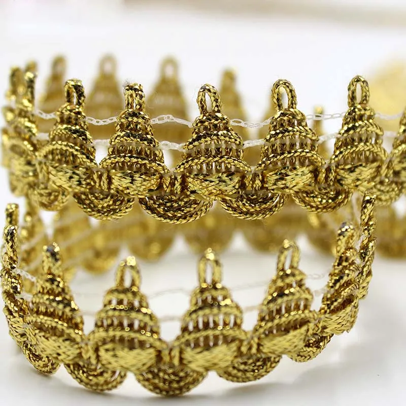 diy polyester accessories shoes lace fabric 2CM 10 Y gold thread braided trimming sewing decor dacewear costume wave lace trim