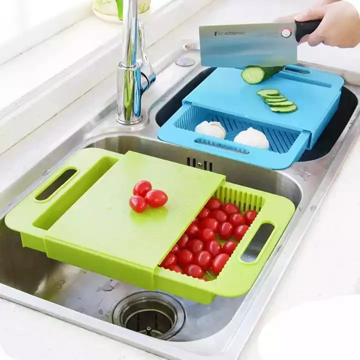 3 In 1 Kitchen Sink Cutting Board Removable Chopping Blocks With Drain Basket Shelf
