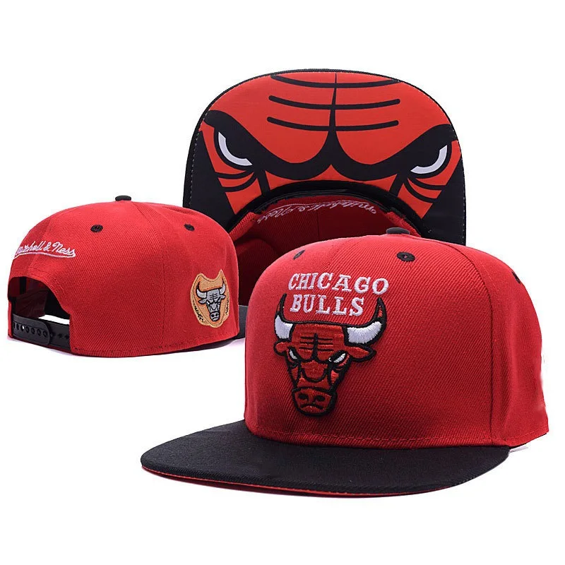 3D Embroidery Chicago Basketball Bull Cotton Hat Snapback Cap, High Quality 6 Panel N B A Puff Embroidery Bulls Hat