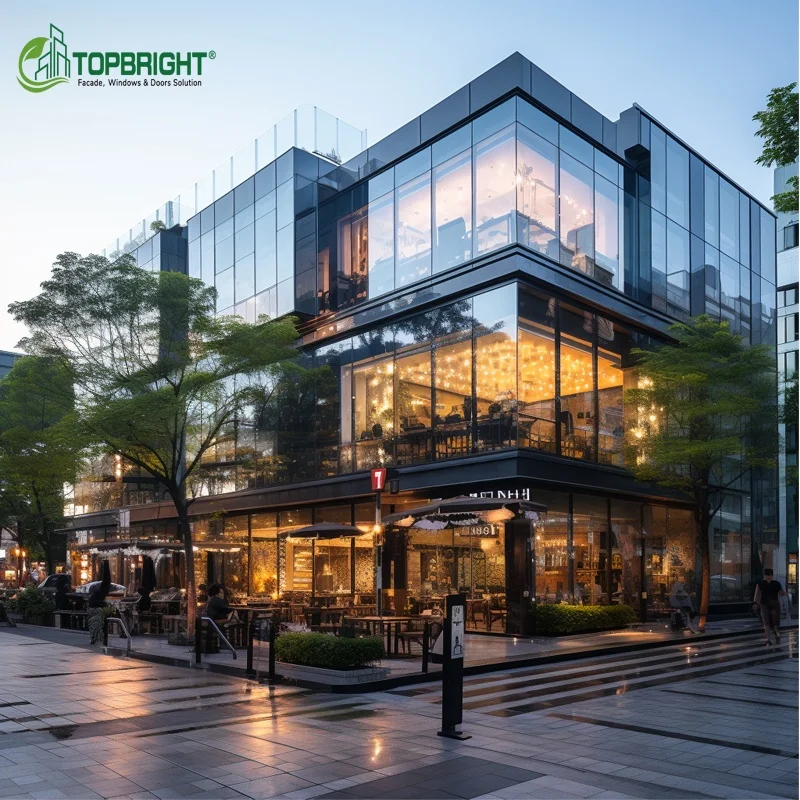 Структурные здания оконные стены горизонтальные бескаркасные фасады магазин передние стеклянные занавески