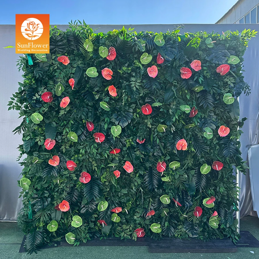 Sunwedding 3D Greenery Artificial Flower Wall Grass Wall for Wedding Decoration Backdrop